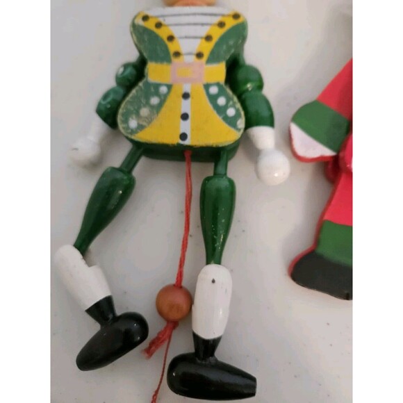 2 Vintage M. Gschnitzer Austrian Wooden Pull String Jointed Nutcracker Santa - Picture 7 of 9